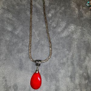 Red coral quartz necklace
